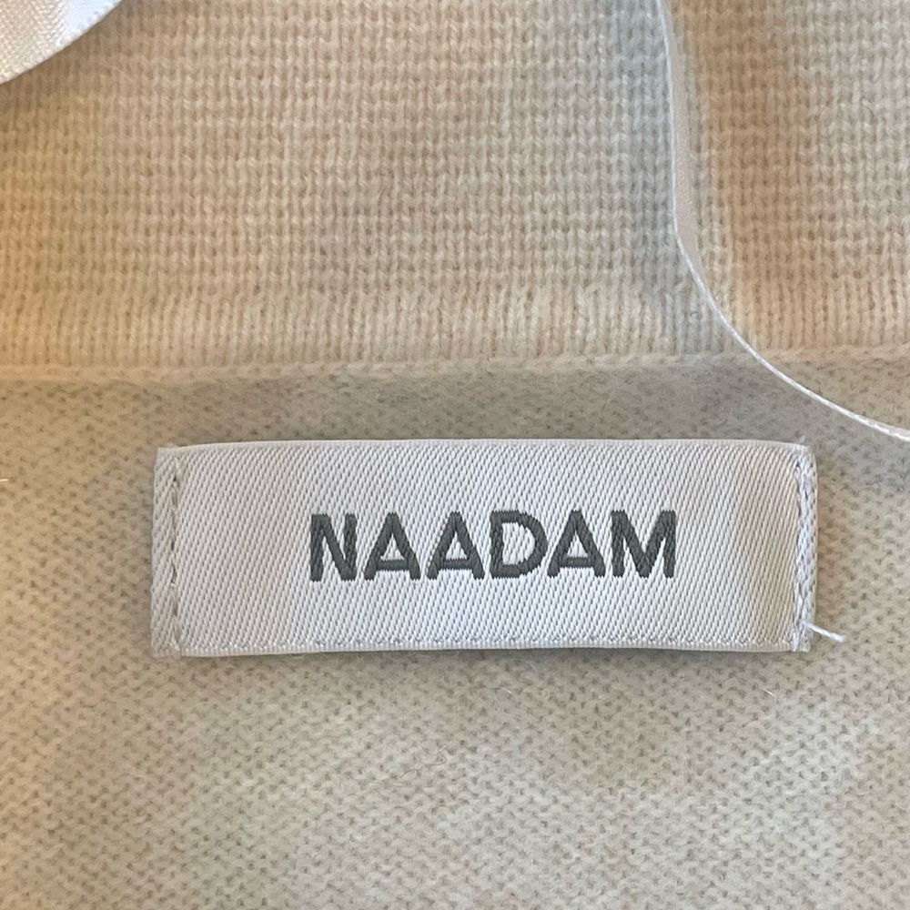NAADAM Cashmere Buttoned V-Neck Sweater, Cream, XS - Picture 9 of 16